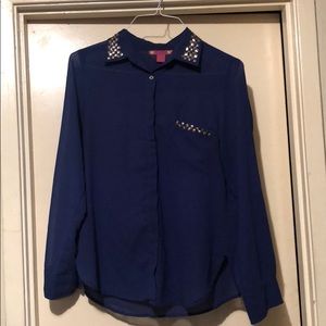 Royal blue sheer shirt